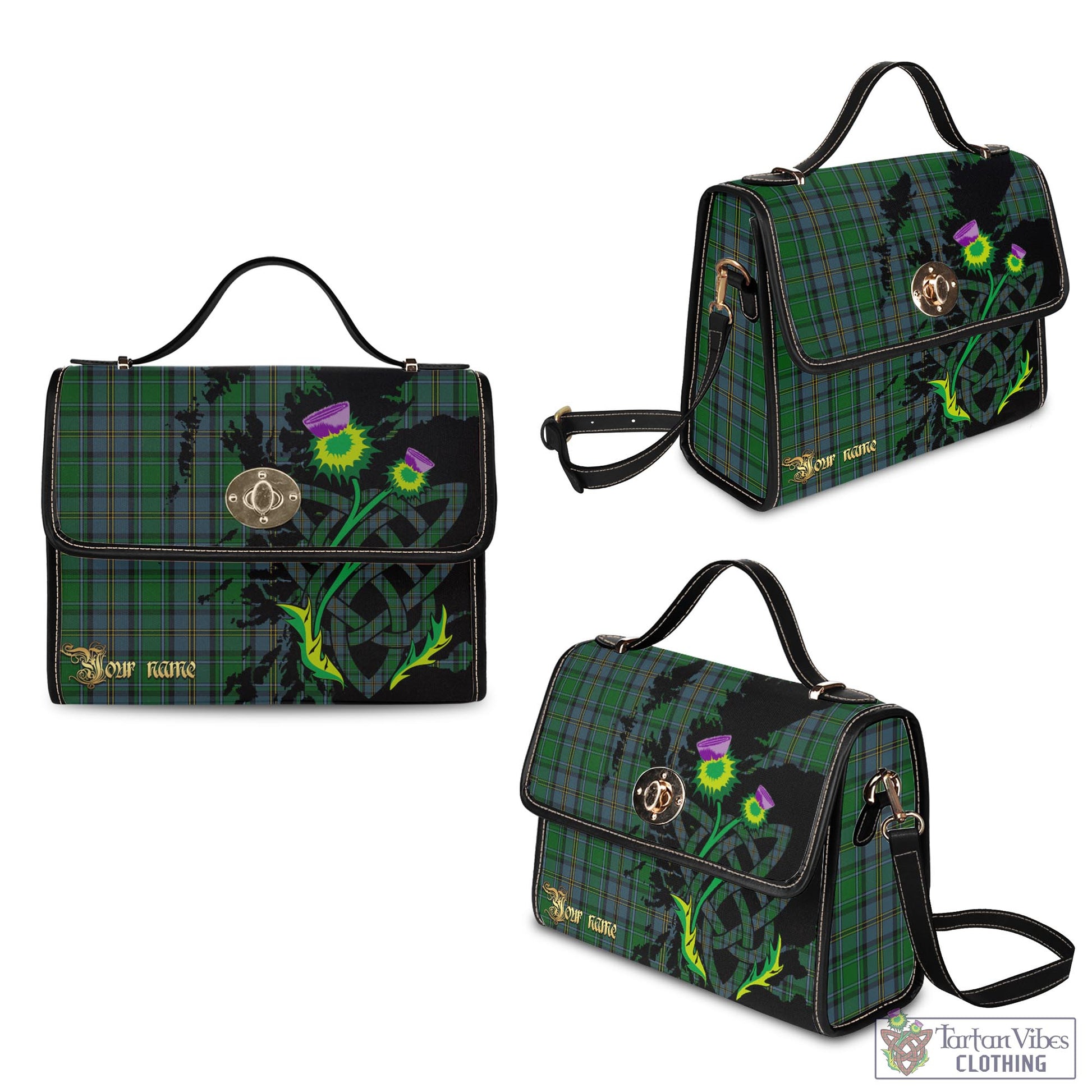 Tartan Vibes Clothing Hope Vere Tartan Waterproof Canvas Bag with Scotland Map and Thistle Celtic Accents