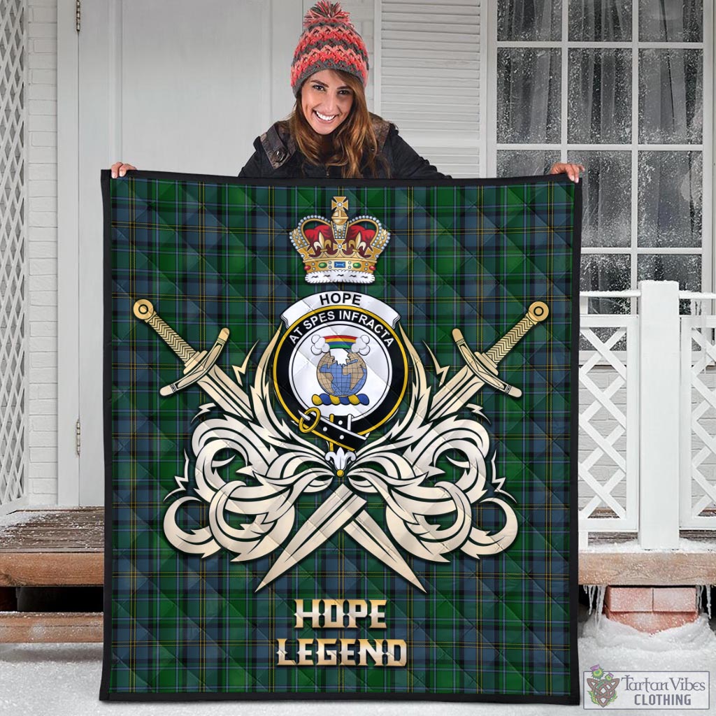 Tartan Vibes Clothing Hope Vere Tartan Quilt with Clan Crest and the Golden Sword of Courageous Legacy