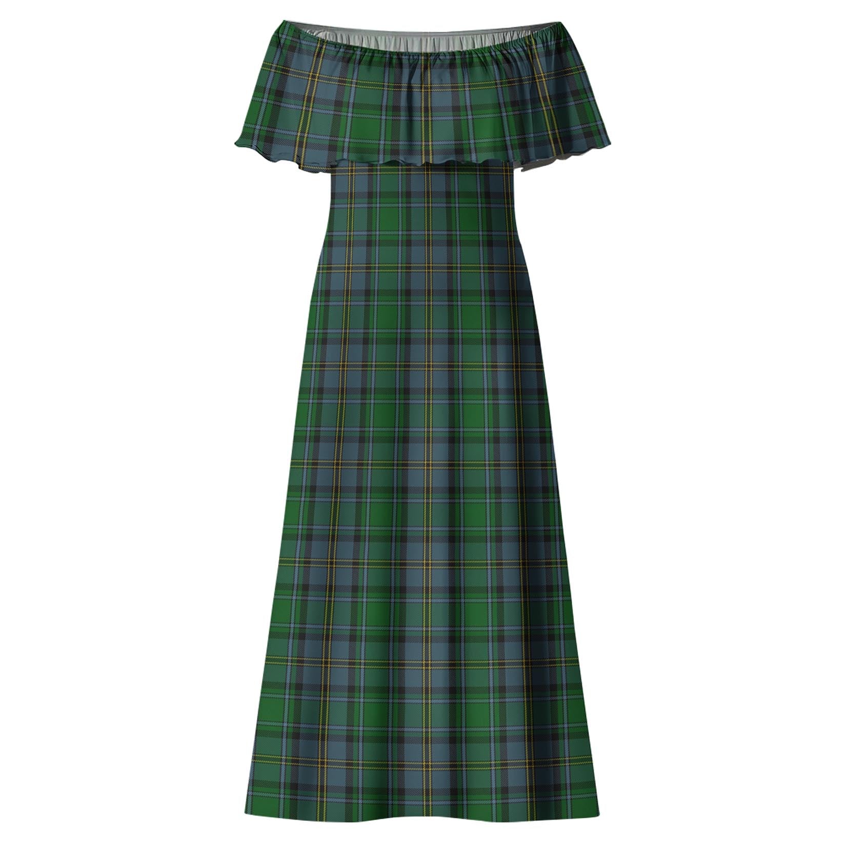 Hope Vere Tartan Off Shoulder Long Dress - Tartanvibesclothing