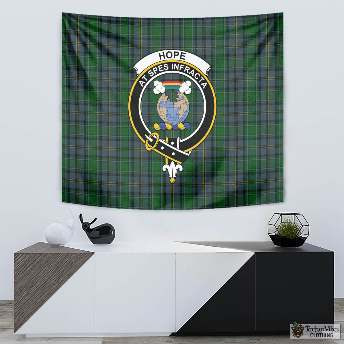 Tartan Vibes Clothing Hope Vere Tartan Tapestry Wall Hanging and Home Decor for Room with Family Crest