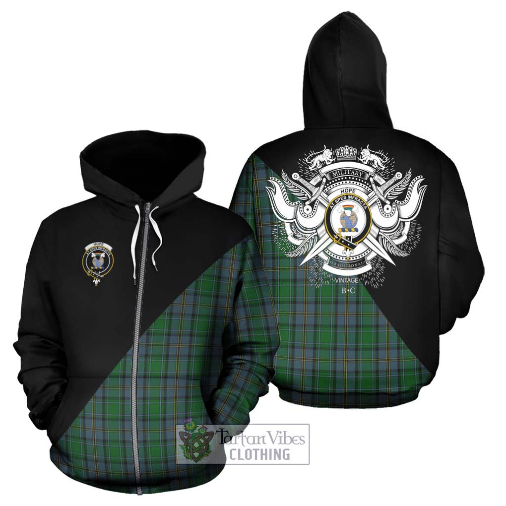 Hope Vere Tartan Hoodie with Family Crest and Military Logo Style - Tartanvibesclothing Shop