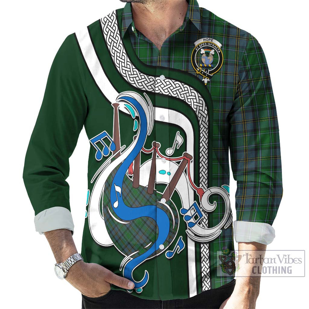 Hope Vere Tartan Long Sleeve Button Shirt with Epic Bagpipe Style - Tartanvibesclothing Shop