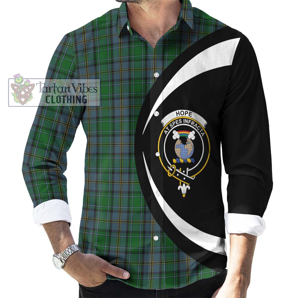 Hope Vere Tartan Long Sleeve Button Up with Family Crest Circle Style - Tartan Vibes Clothing