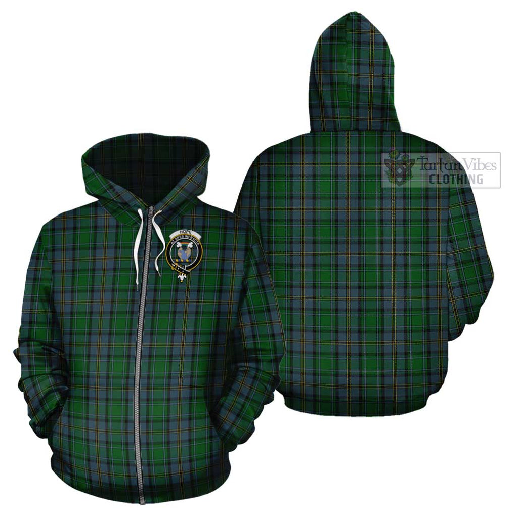 Hope Vere Tartan Cotton Hoodie with Family Crest Zip Hoodie - Tartan Vibes Clothing