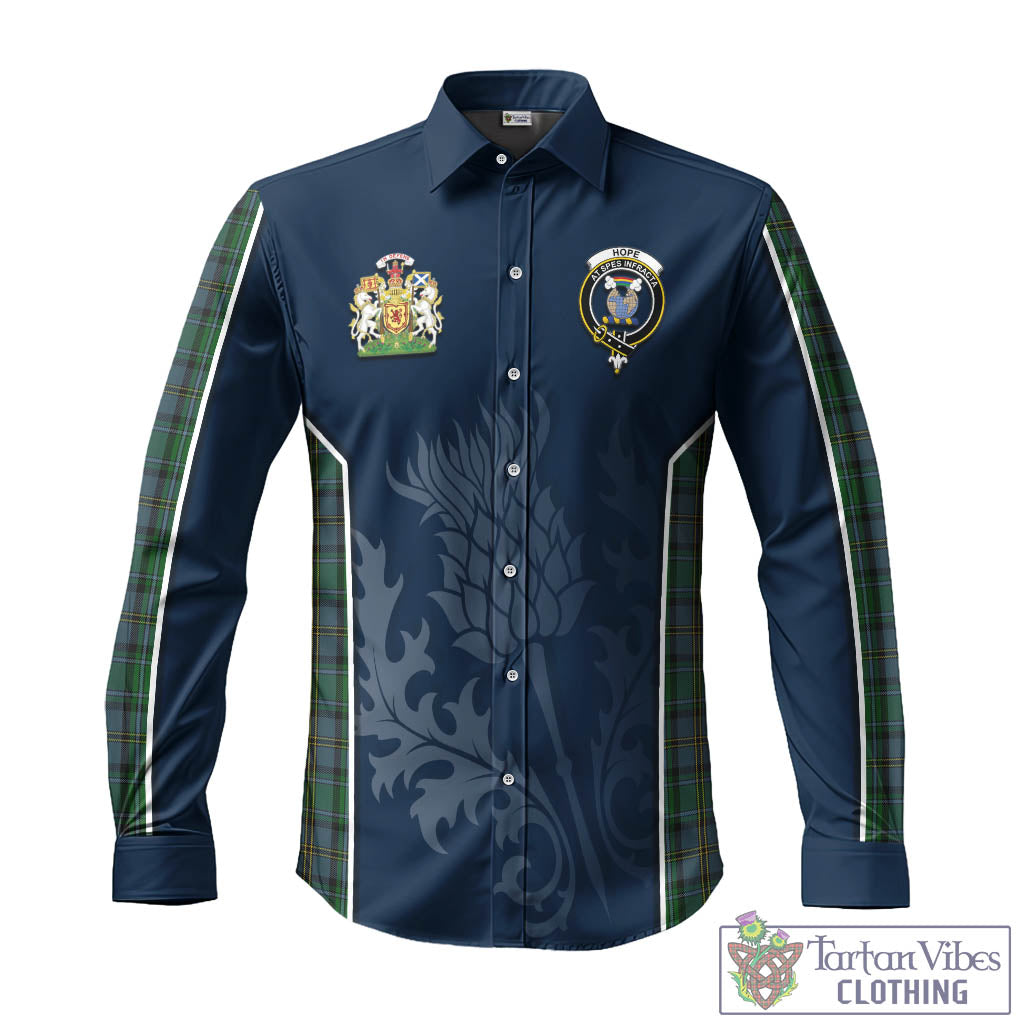 Tartan Vibes Clothing Hope Vere Tartan Long Sleeve Button Up Shirt with Family Crest and Scottish Thistle Vibes Sport Style