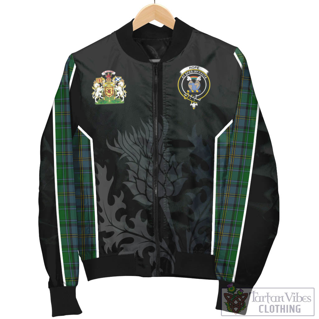 Tartan Vibes Clothing Hope Vere Tartan Bomber Jacket with Family Crest and Scottish Thistle Vibes Sport Style