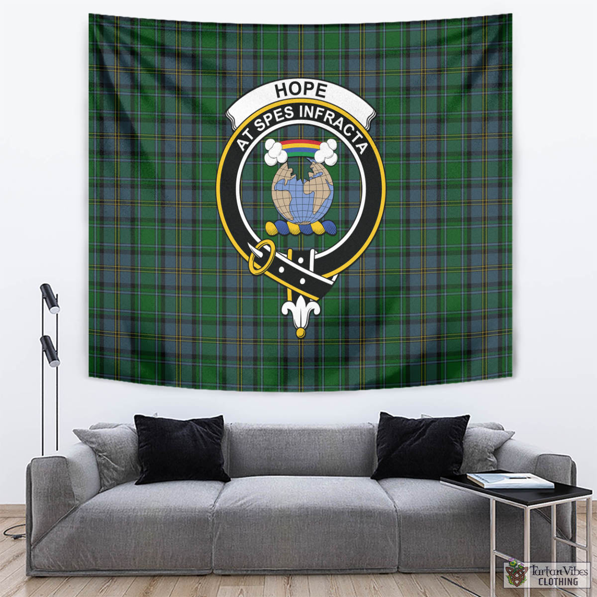 Tartan Vibes Clothing Hope Vere Tartan Tapestry Wall Hanging and Home Decor for Room with Family Crest