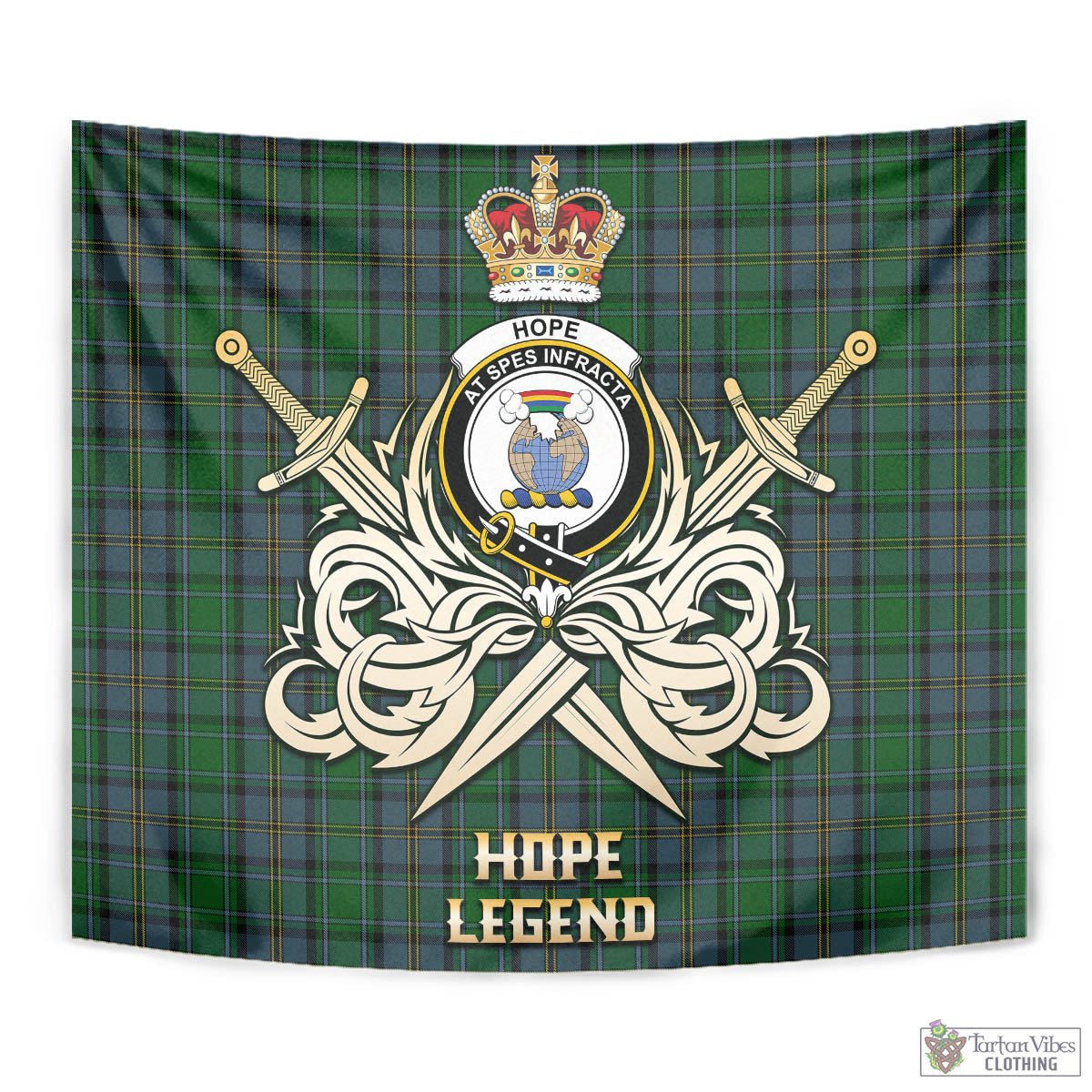 Tartan Vibes Clothing Hope Vere Tartan Tapestry with Clan Crest and the Golden Sword of Courageous Legacy