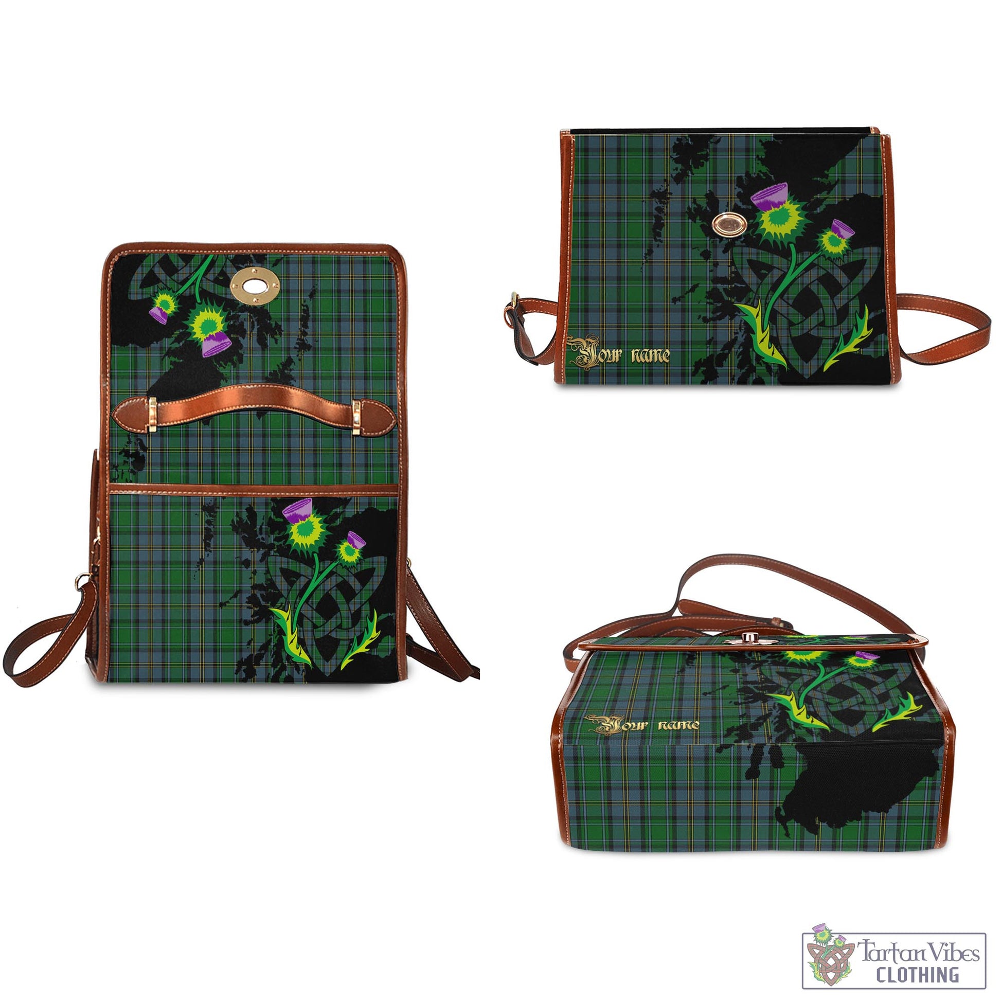 Tartan Vibes Clothing Hope Vere Tartan Waterproof Canvas Bag with Scotland Map and Thistle Celtic Accents