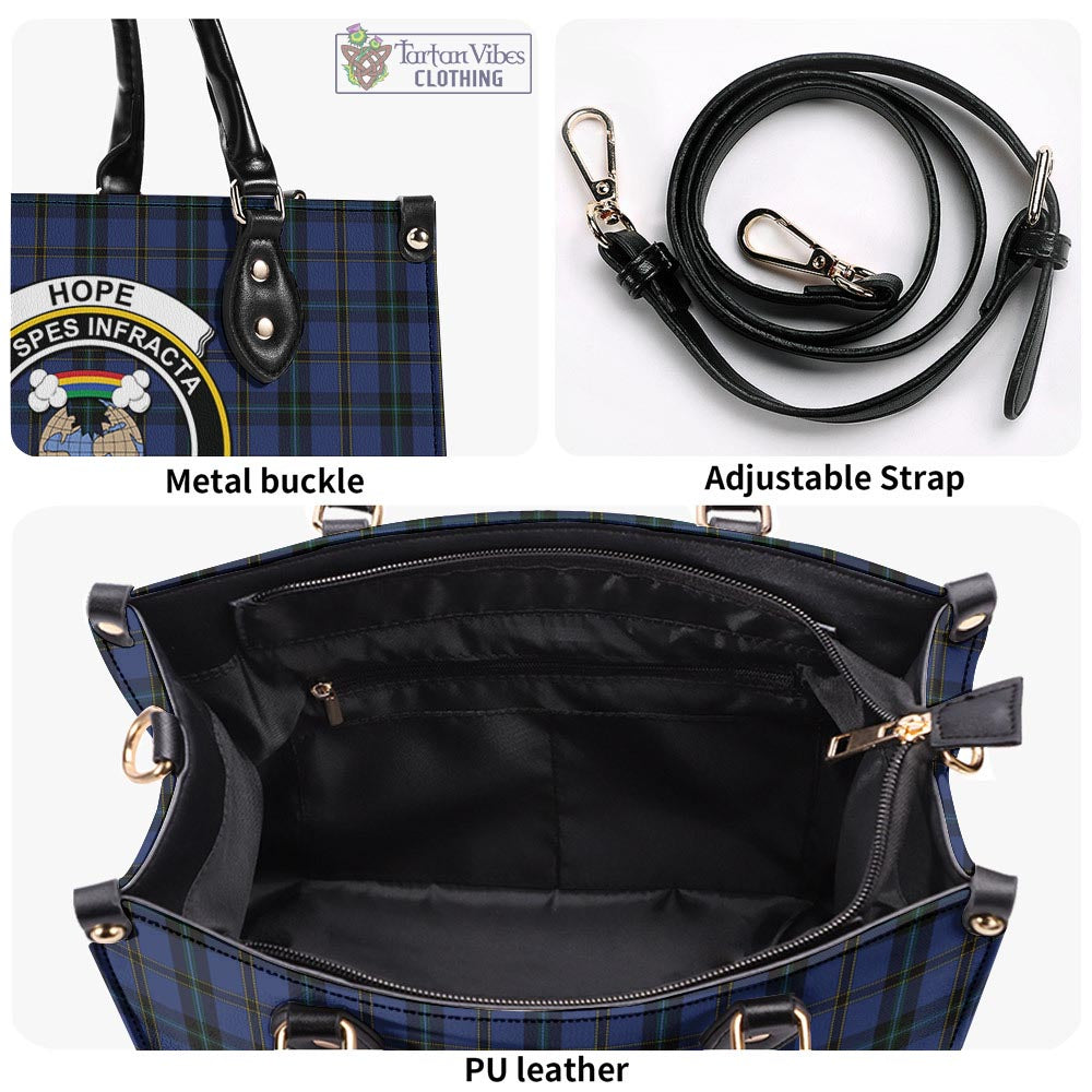 Tartan Vibes Clothing Hope (Vere-Weir) Tartan Luxury Leather Handbags with Family Crest