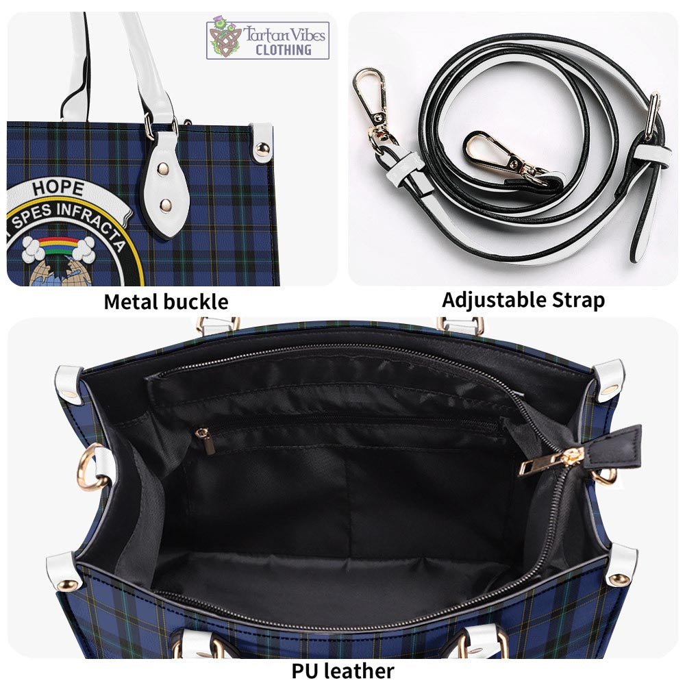 Tartan Vibes Clothing Hope (Vere-Weir) Tartan Luxury Leather Handbags with Family Crest