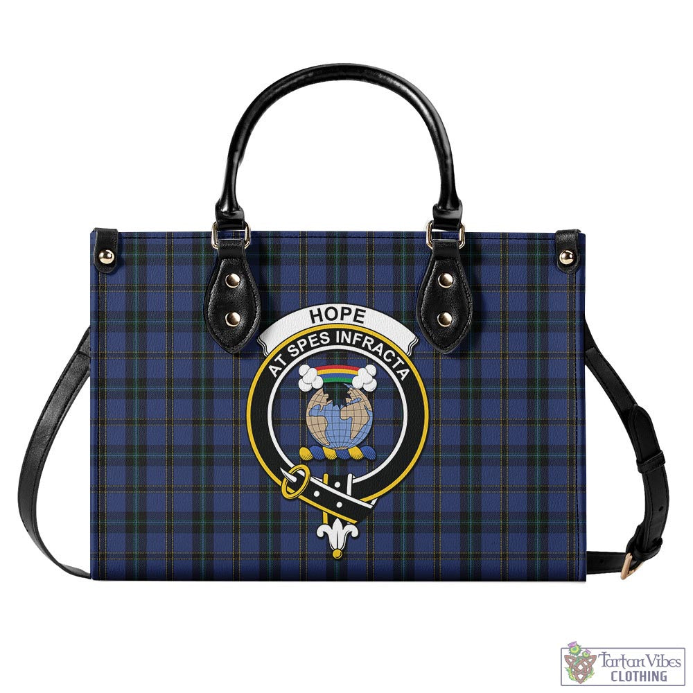 Tartan Vibes Clothing Hope (Vere-Weir) Tartan Luxury Leather Handbags with Family Crest