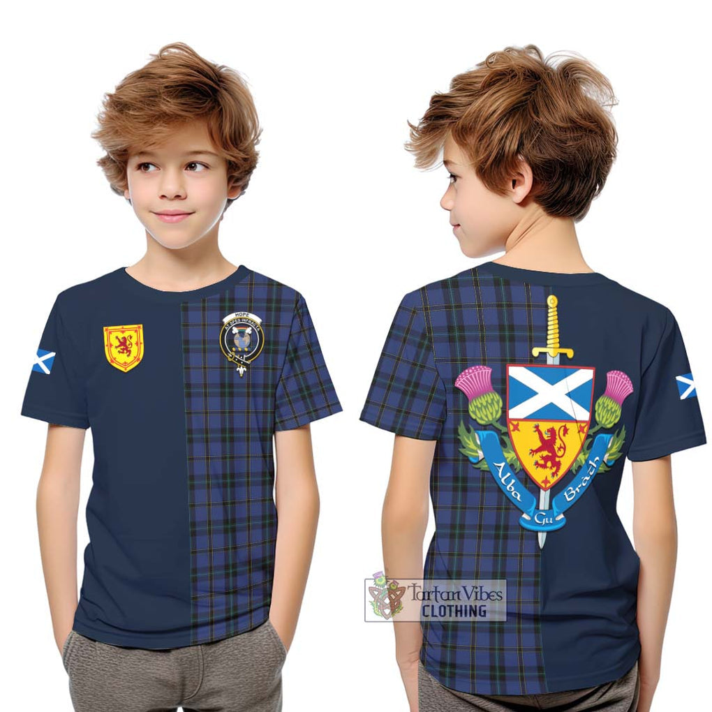 Tartan Vibes Clothing Hope (Vere - Weir) Tartan Kid T-Shirt with Scottish Lion Royal Arm Half Style