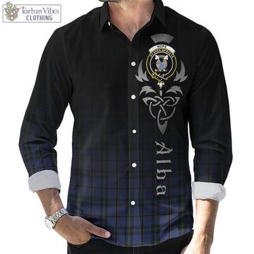 Hope (Vere-Weir) Tartan Long Sleeve Button Up Featuring Alba Gu Brath Family Crest Celtic Inspired