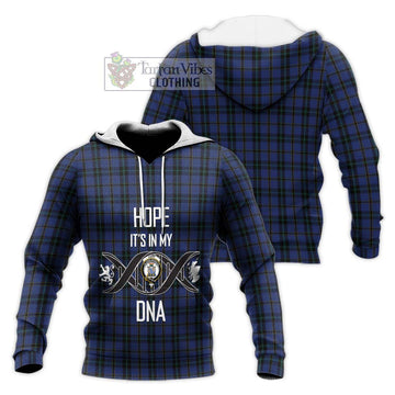 Hope (Vere - Weir) Tartan Knitted Hoodie with Family Crest DNA In Me Style