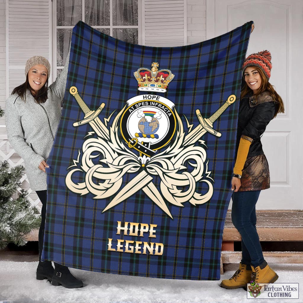 Tartan Vibes Clothing Hope (Vere-Weir) Tartan Blanket with Clan Crest and the Golden Sword of Courageous Legacy