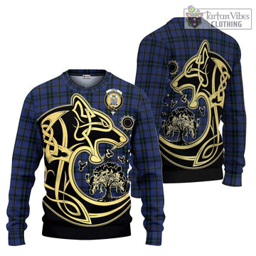 Hope (Vere - Weir) Tartan Ugly Sweater with Family Crest Celtic Wolf Style