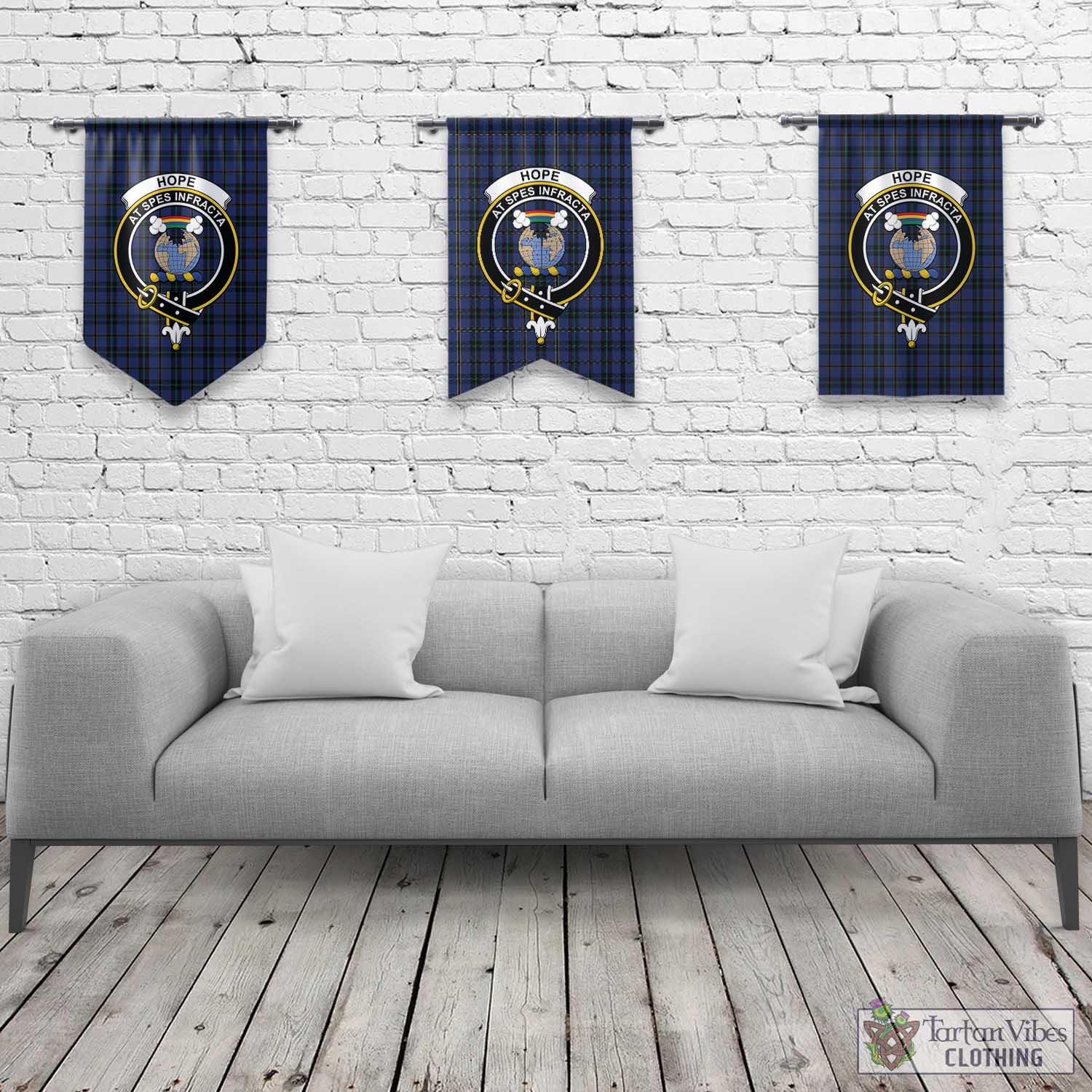 Tartan Vibes Clothing Hope (Vere-Weir) Tartan Gonfalon, Tartan Banner with Family Crest