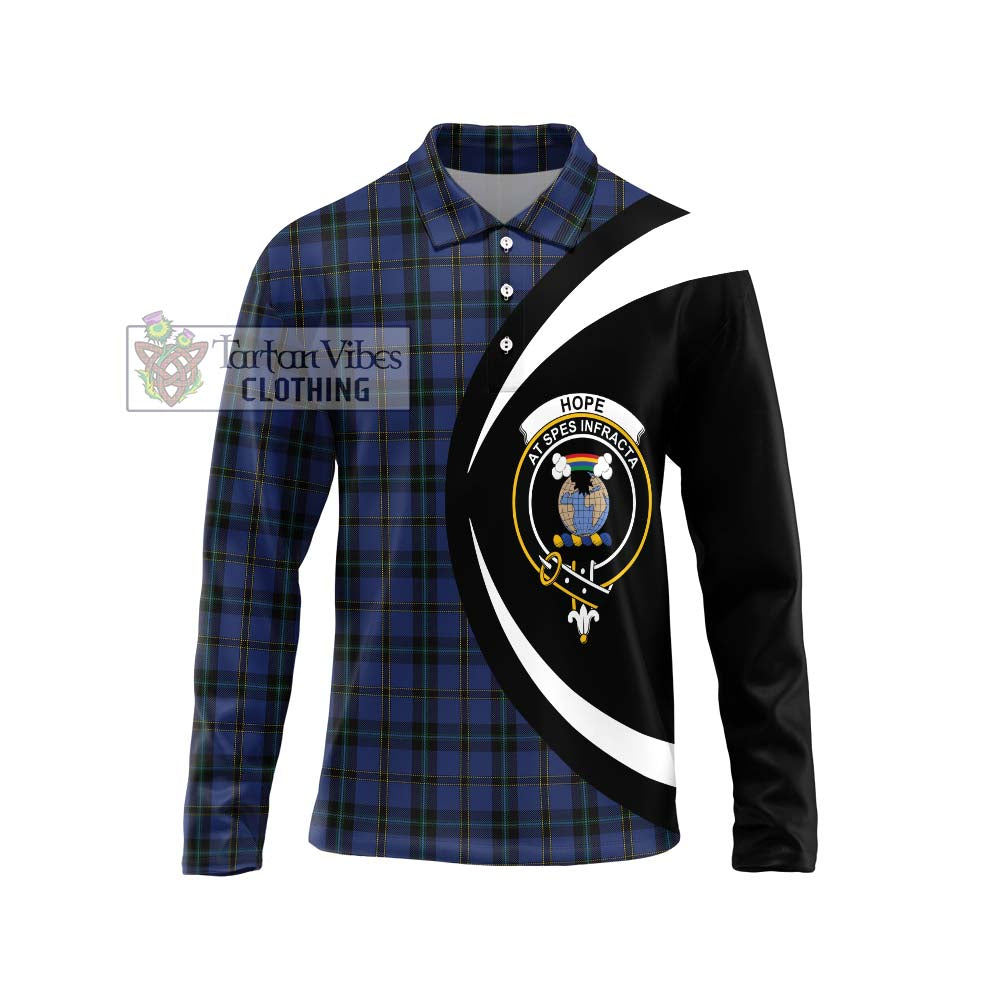 Hope (Vere - Weir) Tartan Long Sleeve Polo Shirt with Family Crest Circle Style Unisex - Tartan Vibes Clothing