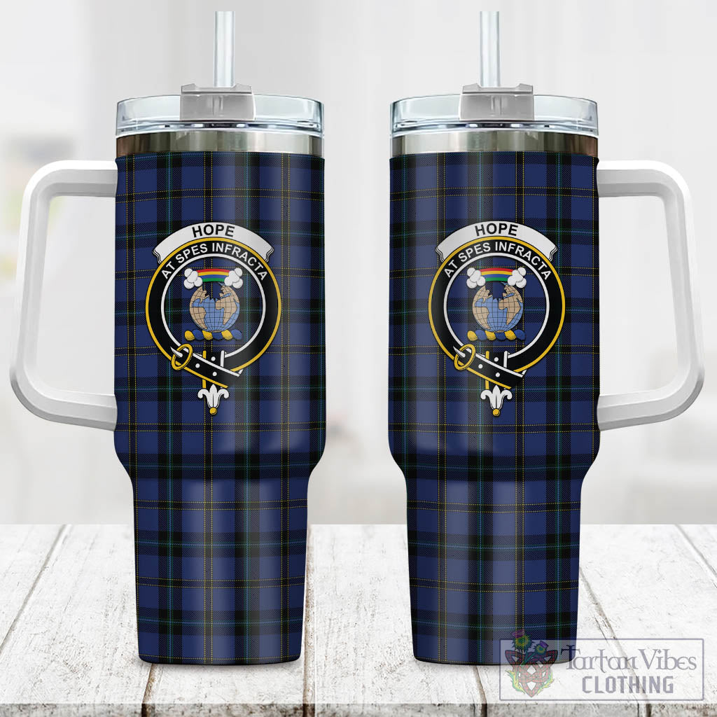 Tartan Vibes Clothing Hope (Vere-Weir) Tartan and Family Crest Tumbler with Handle