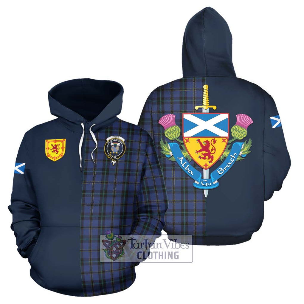 Tartan Vibes Clothing Hope (Vere - Weir) Tartan Hoodie with Scottish Lion Royal Arm Half Style