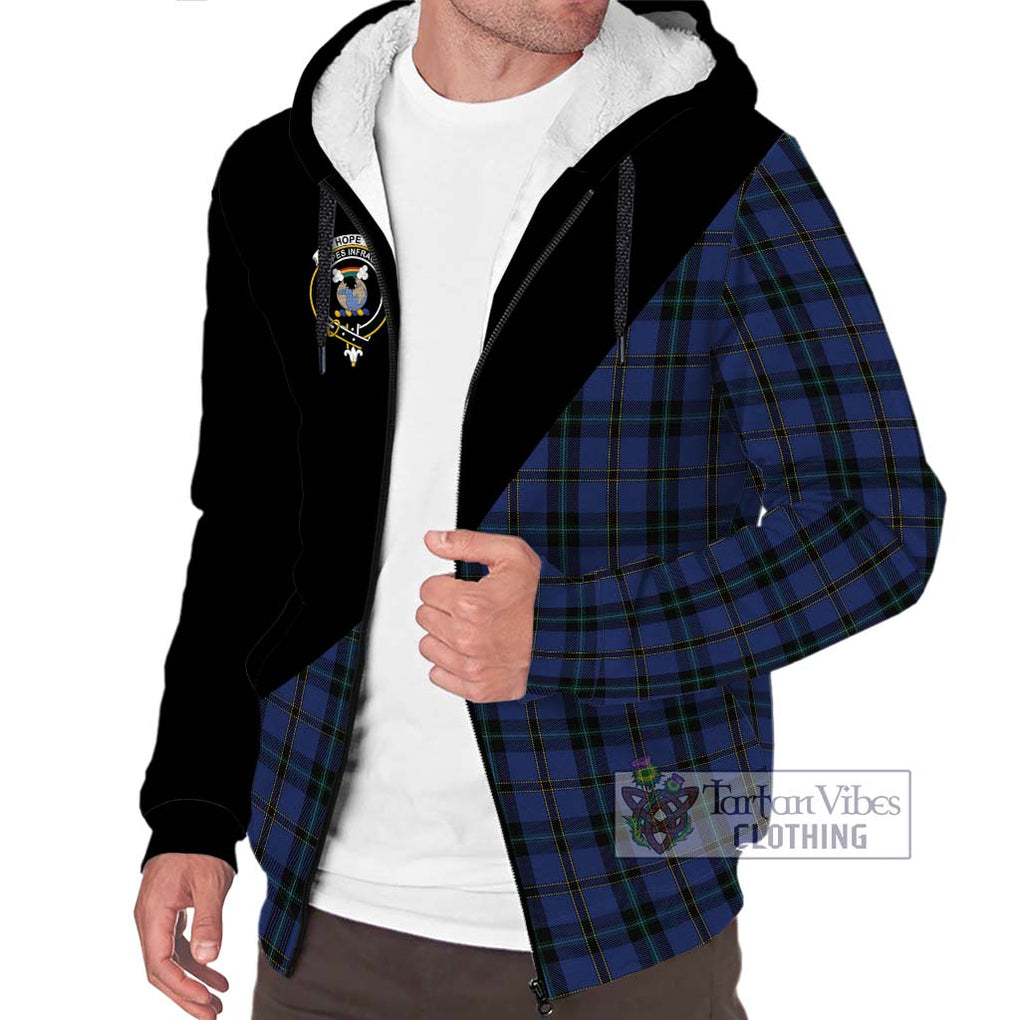 Hope (Vere - Weir) Tartan Sherpa Hoodie with Family Crest and Military Logo Style Unisex S - Tartanvibesclothing Shop