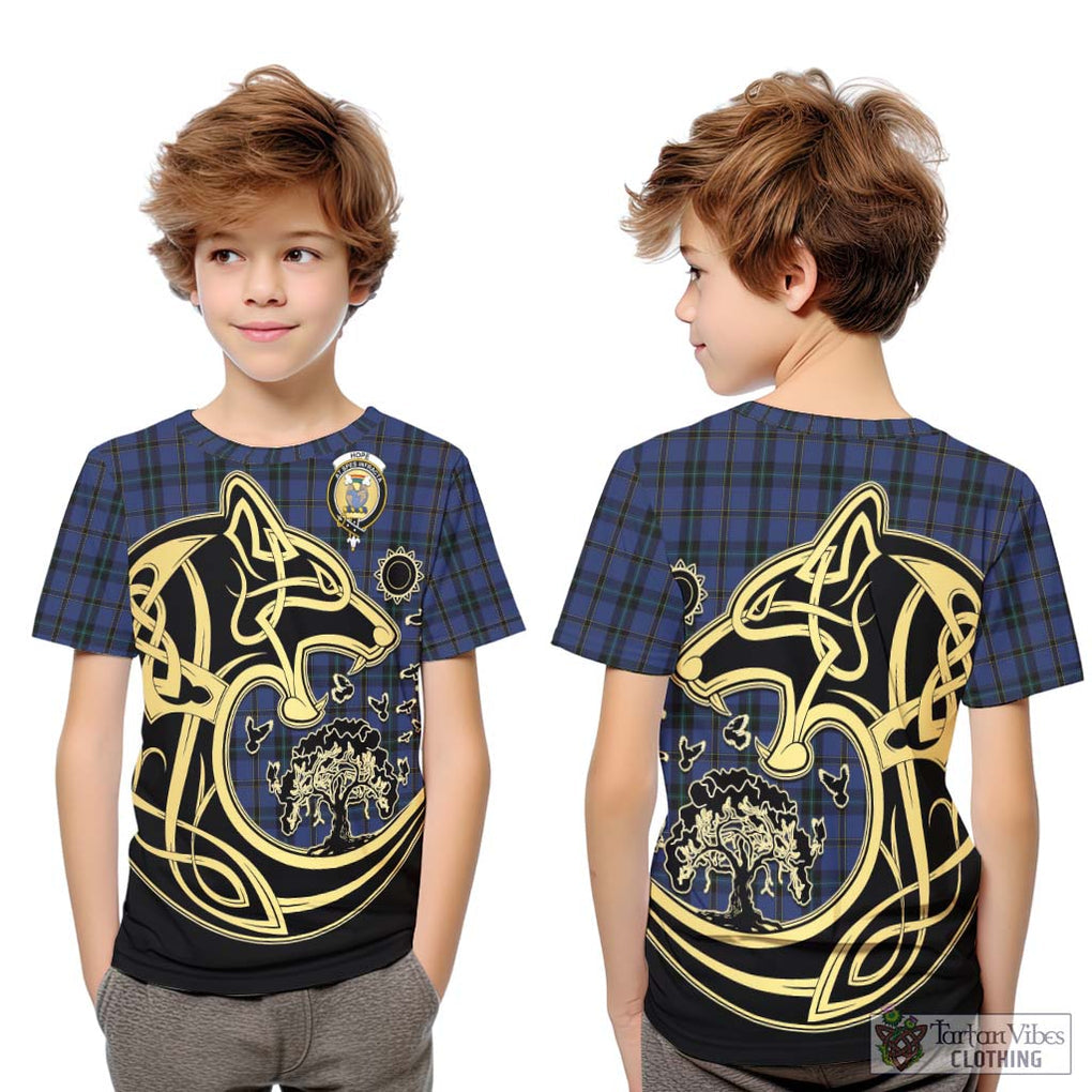 Hope (Vere - Weir) Tartan Kid T-Shirt with Family Crest Celtic Wolf Style Youth XL Size14 - Tartan Vibes Clothing