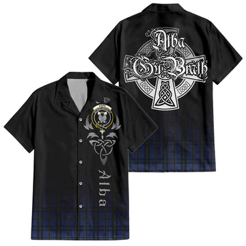 Hope (Vere-Weir) Tartan Short Sleeve Button Up Shirt Featuring Alba Gu Brath Family Crest Celtic Inspired