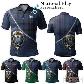 Hope (Vere - Weir) Tartan Polo Shirt with Personalised National Flag and Family Crest Half Style