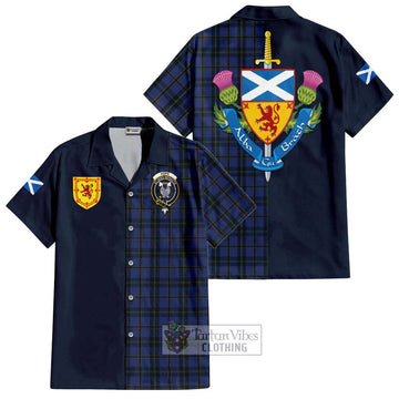 Hope (Vere - Weir) Tartan Short Sleeve Button Shirt Alba with Scottish Lion Royal Arm Half Style