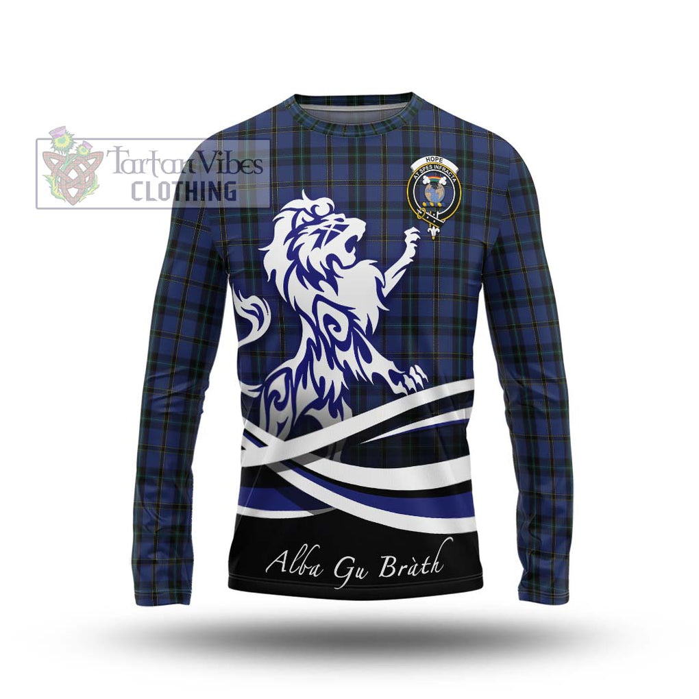 Hope (Vere - Weir) Tartan Long Sleeve T-Shirt with Alba Gu Brath Regal Lion Emblem Unisex - Tartanvibesclothing Shop