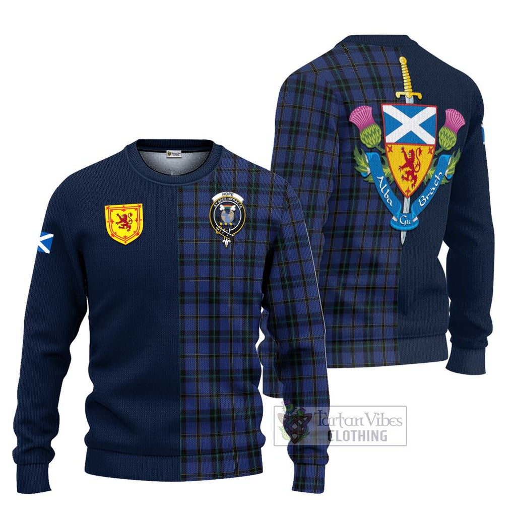 Tartan Vibes Clothing Hope (Vere - Weir) Tartan Knitted Sweater with Scottish Lion Royal Arm Half Style