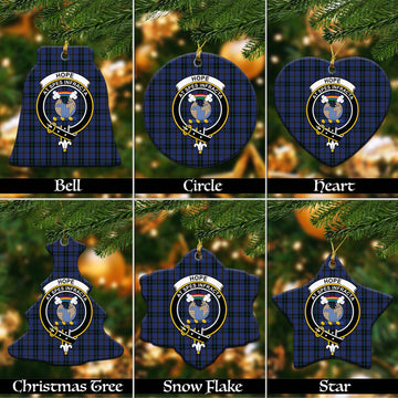 Hope (Vere-Weir) Tartan Christmas Ceramic Ornaments with Family Crest