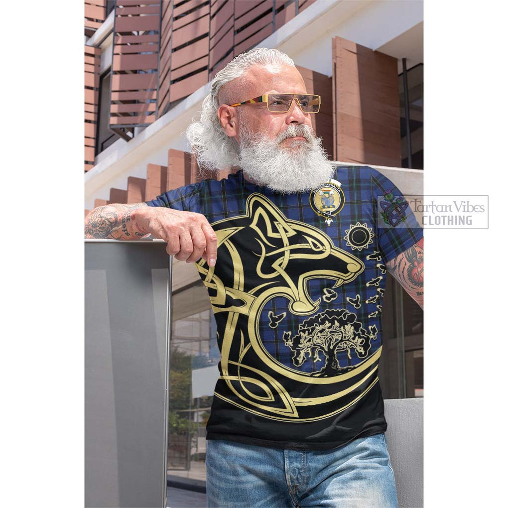 Tartan Vibes Clothing Hope (Vere - Weir) Tartan Cotton T-shirt with Family Crest Celtic Wolf Style