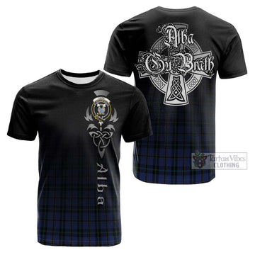 Hope (Vere - Weir) Tartan Cotton T-shirt Featuring Alba Gu Brath Family Crest Celtic Inspired