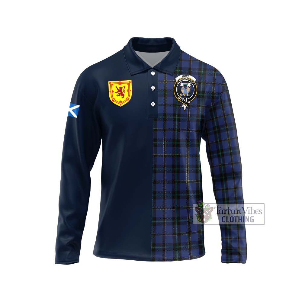 Tartan Vibes Clothing Hope (Vere - Weir) Tartan Long Sleeve Polo Shirt with Scottish Lion Royal Arm Half Style