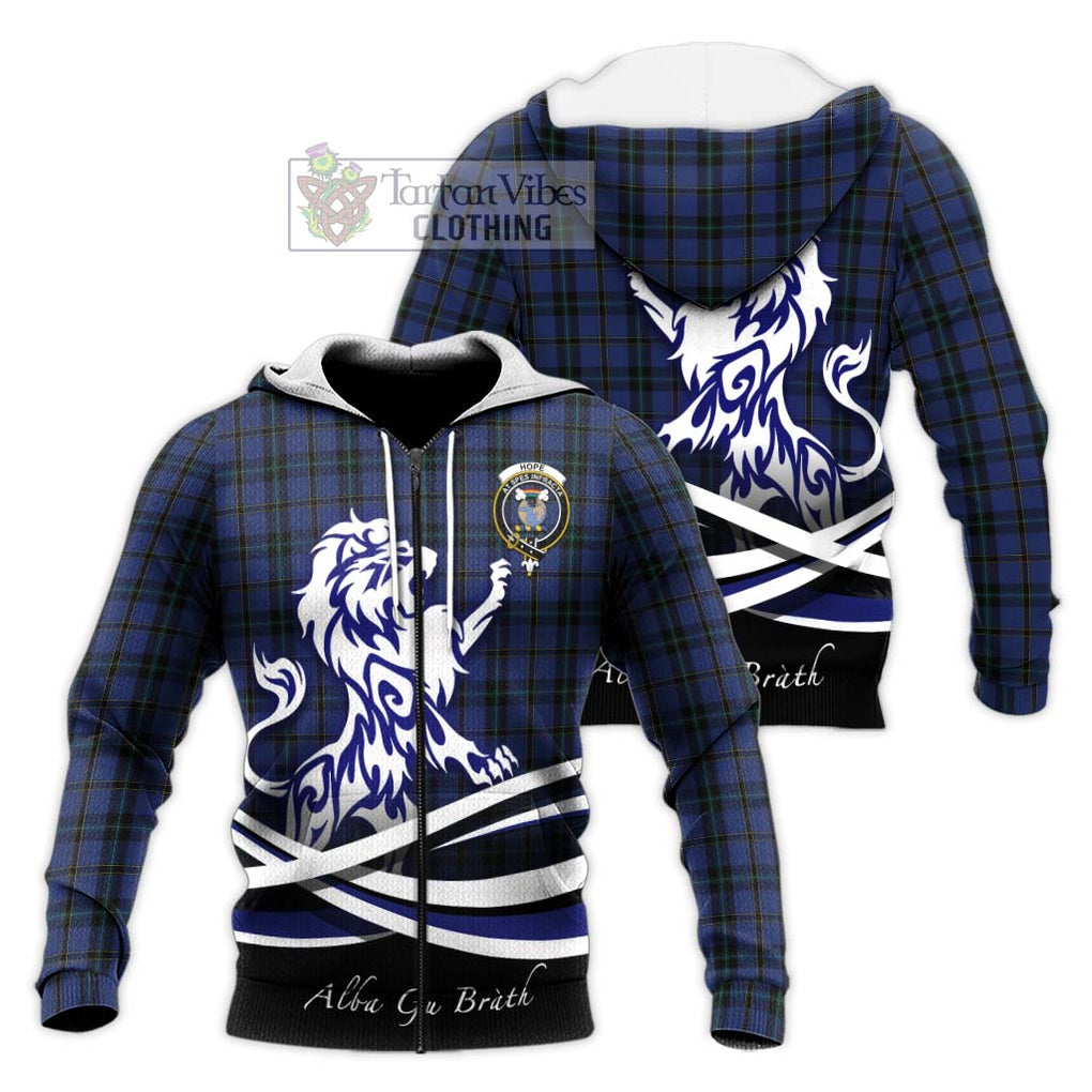 Hope (Vere - Weir) Tartan Knitted Hoodie with Alba Gu Brath Regal Lion Emblem Unisex Knitted Zip Hoodie - Tartanvibesclothing Shop