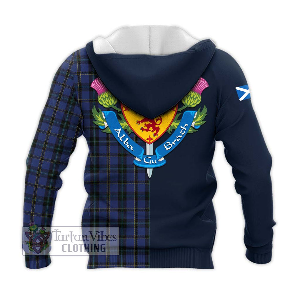 Tartan Vibes Clothing Hope (Vere - Weir) Tartan Knitted Hoodie with Scottish Lion Royal Arm Half Style