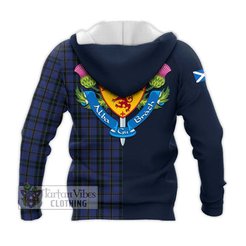 Hope (Vere - Weir) Tartan Knitted Hoodie Alba with Scottish Lion Royal Arm Half Style