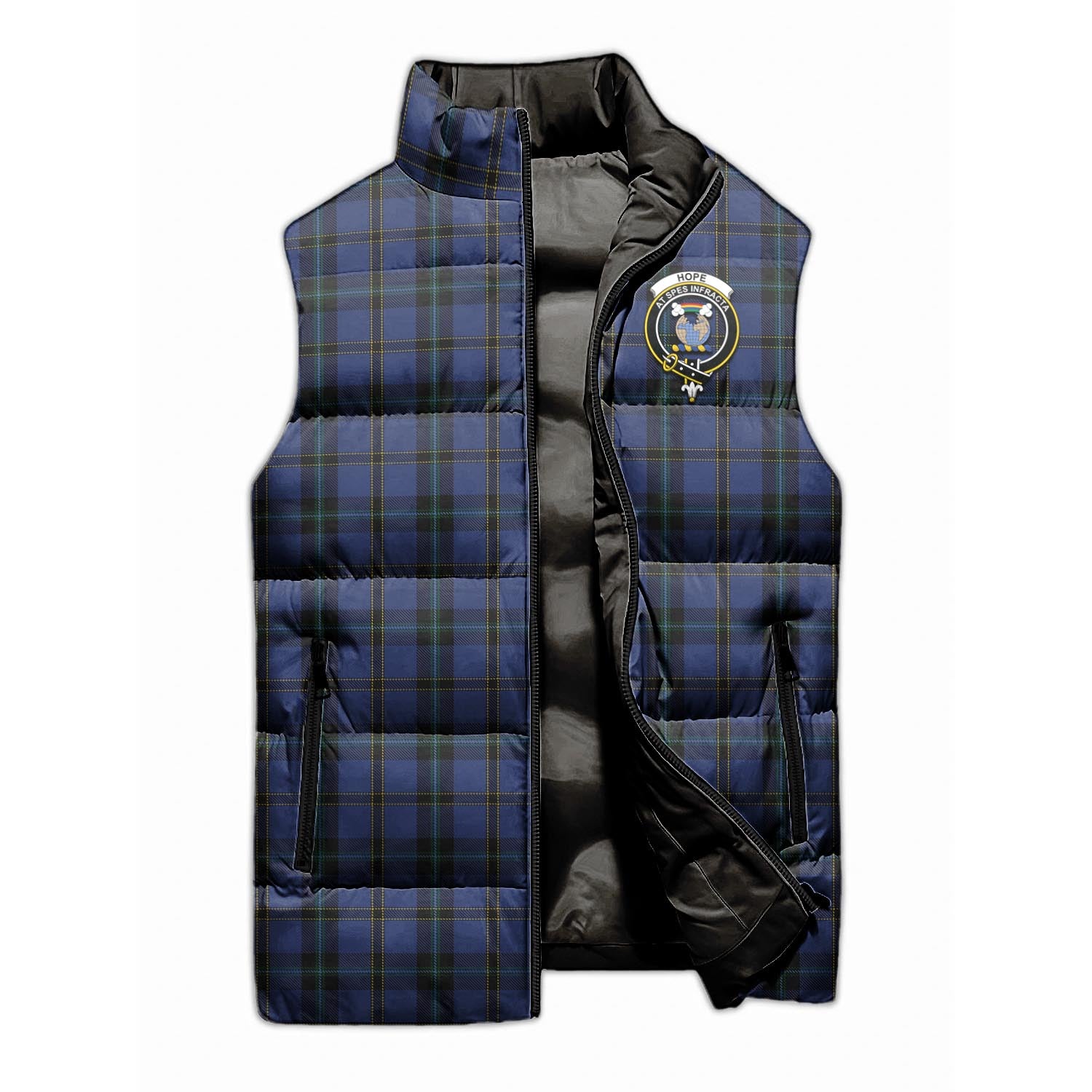 Hope (Vere-Weir) Tartan Sleeveless Puffer Jacket with Family Crest - Tartanvibesclothing