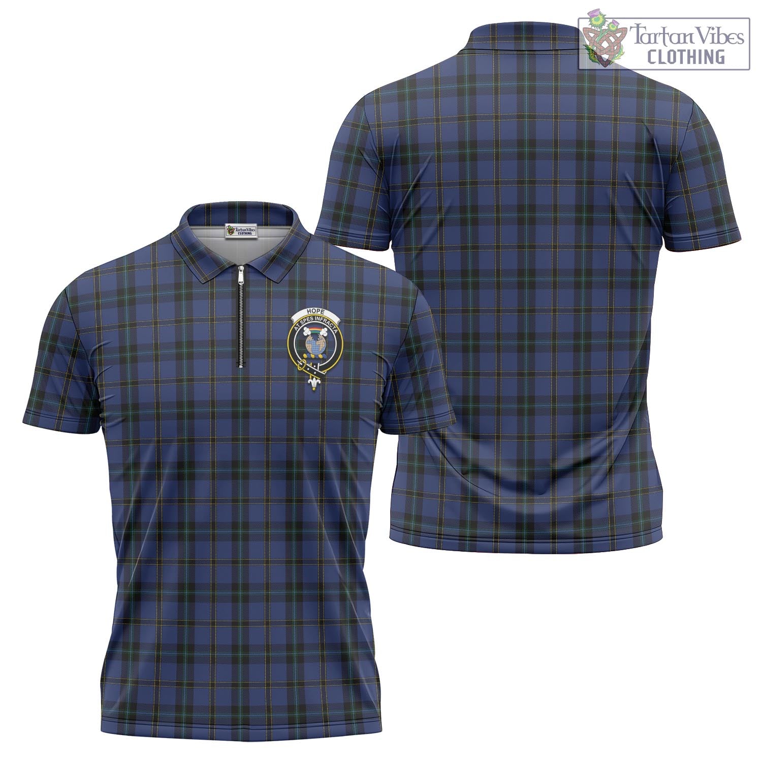 Tartan Vibes Clothing Hope (Vere-Weir) Tartan Zipper Polo Shirt with Family Crest