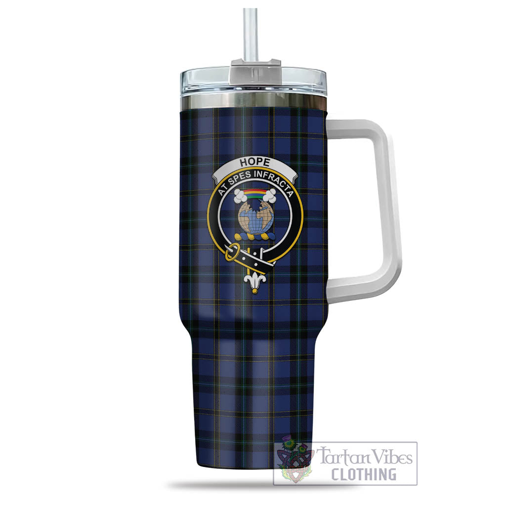 Tartan Vibes Clothing Hope (Vere-Weir) Tartan and Family Crest Tumbler with Handle