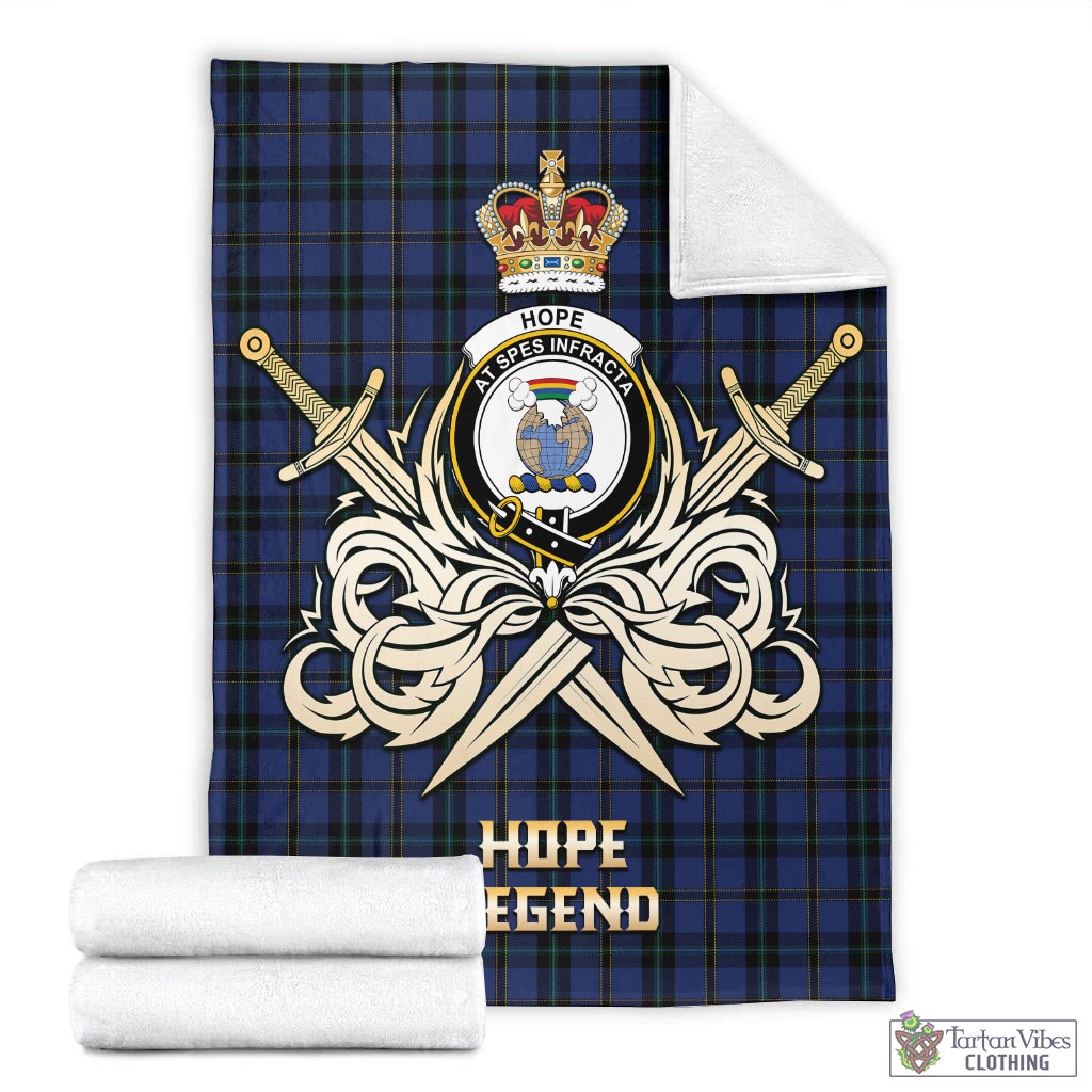 Tartan Vibes Clothing Hope (Vere-Weir) Tartan Blanket with Clan Crest and the Golden Sword of Courageous Legacy