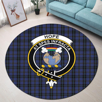 Hope (Vere-Weir) Tartan Round Rug with Family Crest