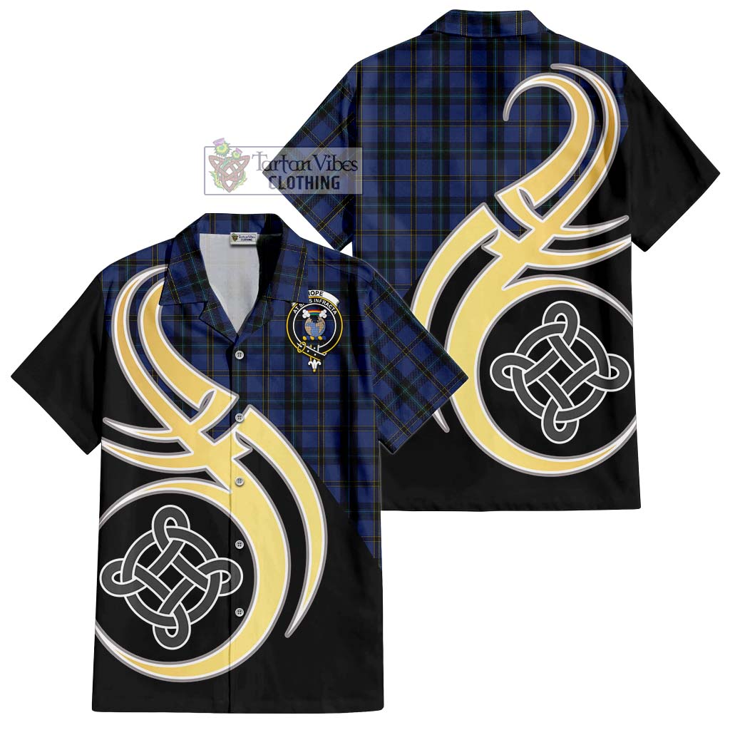 Hope (Vere - Weir) Tartan Short Sleeve Button Shirt with Family Crest and Celtic Symbol Style - Tartan Vibes Clothing