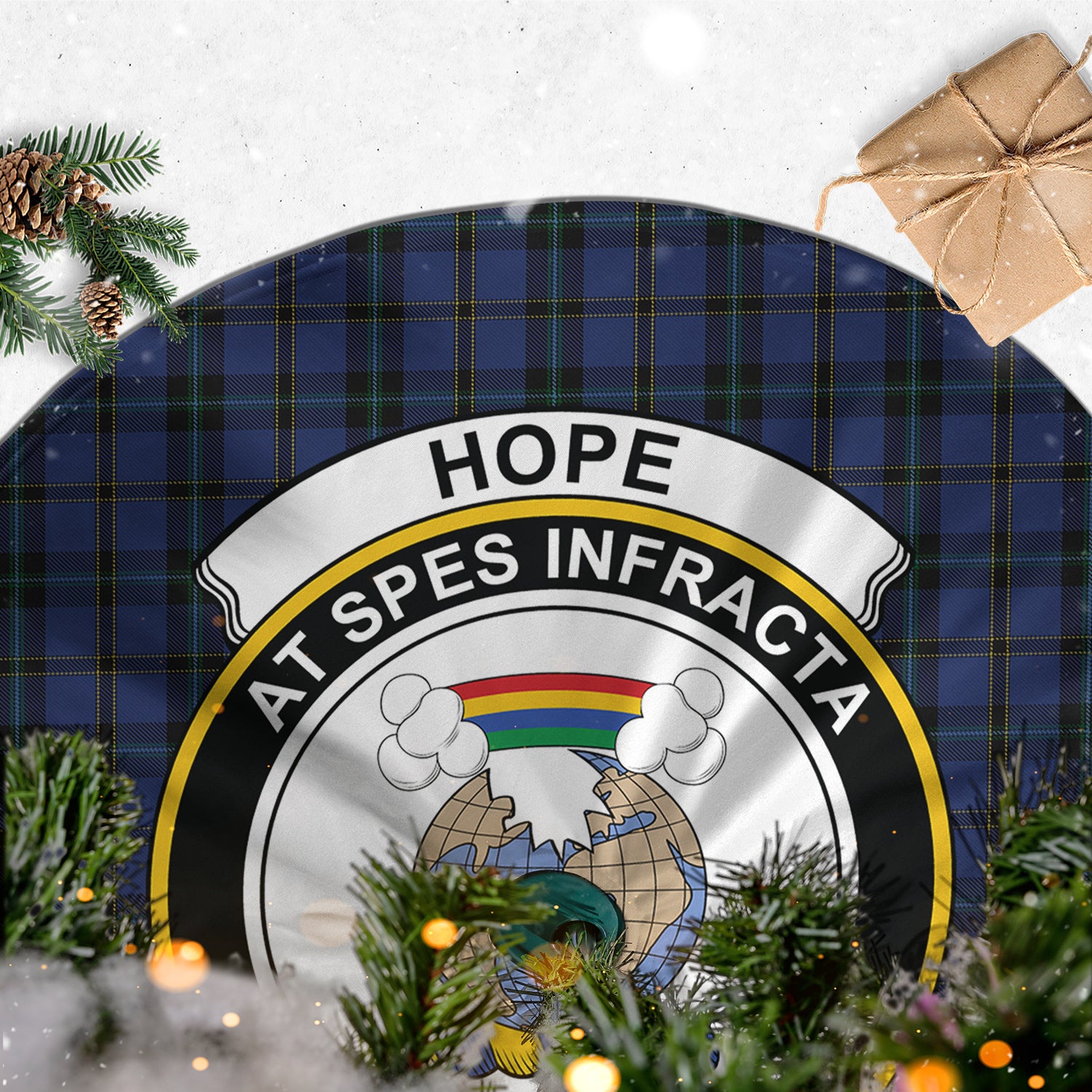 Hope (Vere-Weir) Tartan Christmas Tree Skirt with Family Crest - Tartanvibesclothing