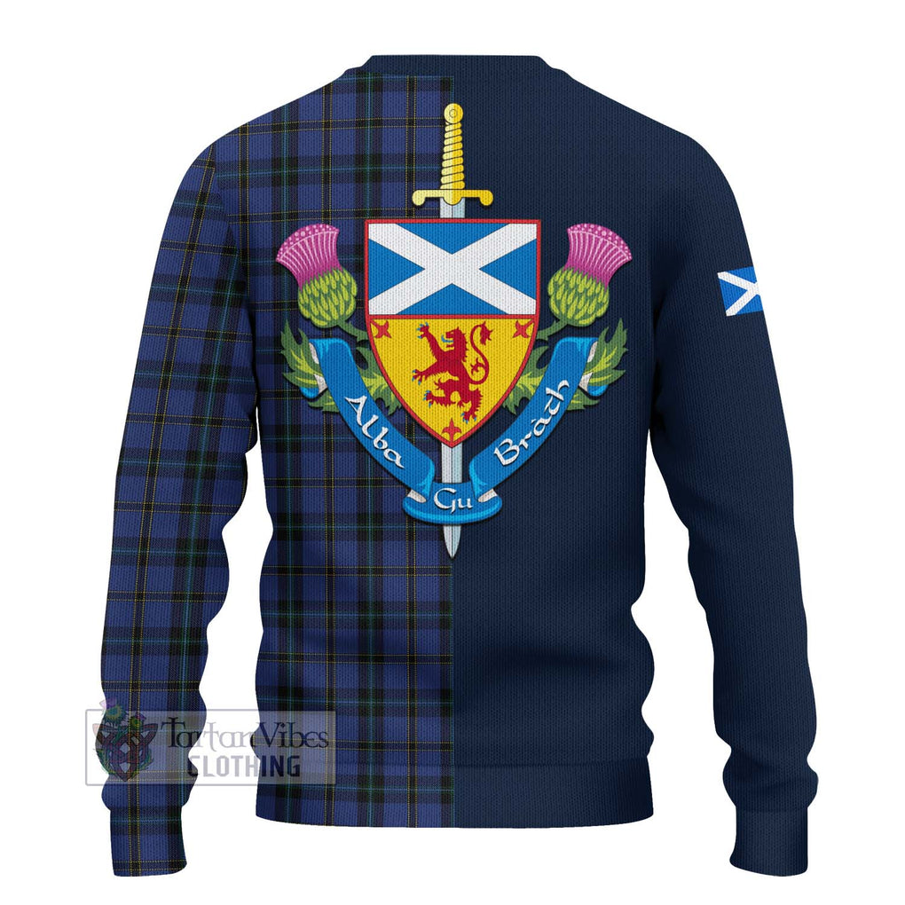 Tartan Vibes Clothing Hope (Vere - Weir) Tartan Knitted Sweater with Scottish Lion Royal Arm Half Style