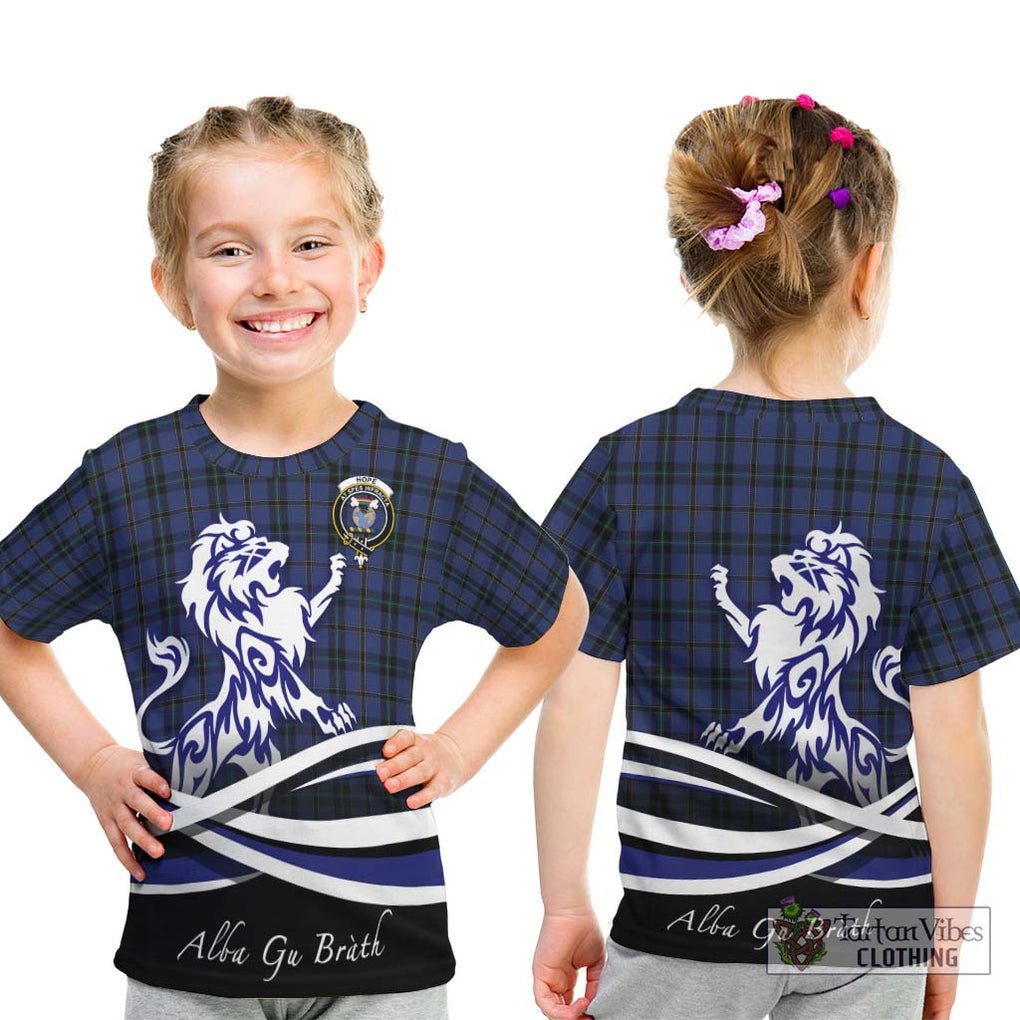 Hope (Vere - Weir) Tartan Kid T-Shirt with Alba Gu Brath Regal Lion Emblem - Tartanvibesclothing Shop