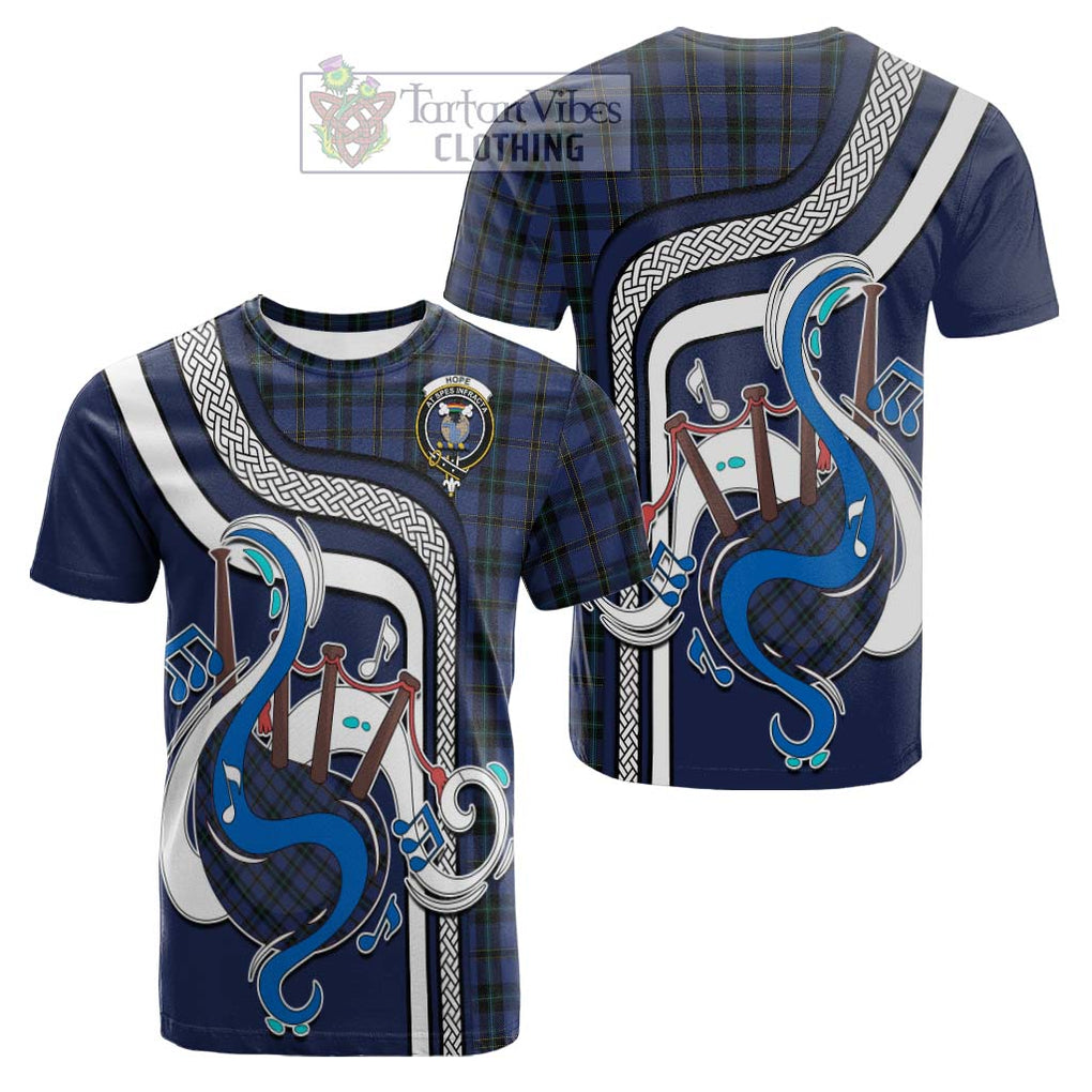 Tartan Vibes Clothing Hope (Vere - Weir) Tartan Cotton T-shirt with Epic Bagpipe Style