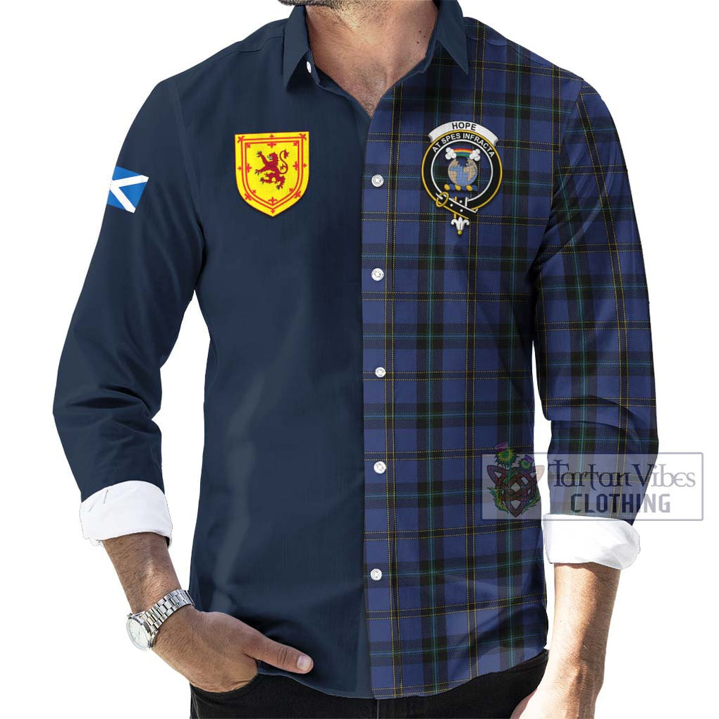 Tartan Vibes Clothing Hope (Vere - Weir) Tartan Long Sleeve Button Shirt with Scottish Lion Royal Arm Half Style